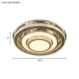 Crystal Led Flushmount Close To Ceiling Lighting Fixture In Nickel - Simple & Sleek Design