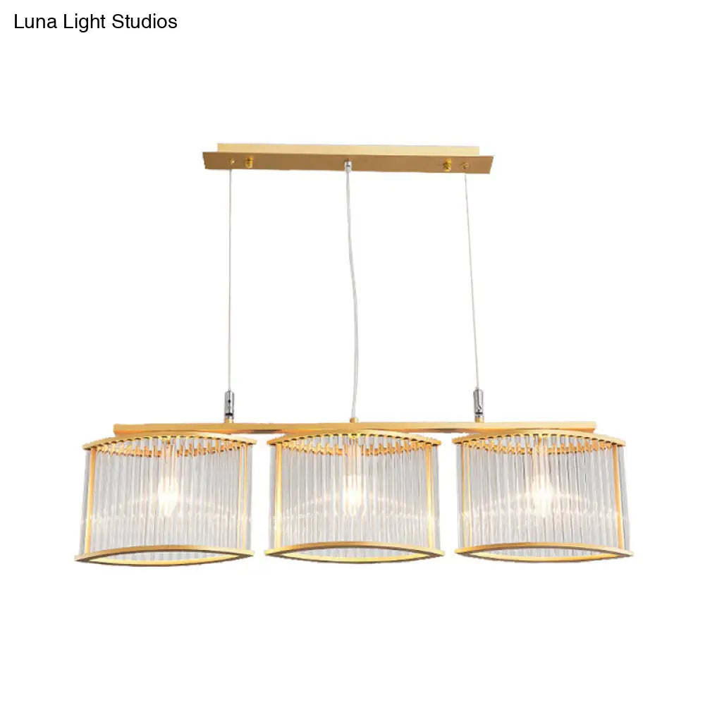 Crystal Rod Island Light - Postmodern Gold Oval Pendant For Dining Room