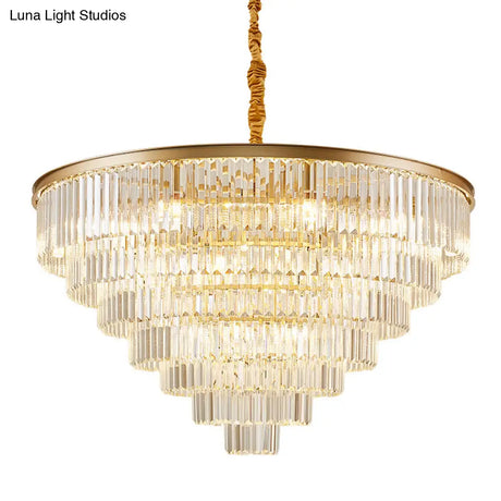 Crystal Simplicity: Tiered Tapered Living Room Chandelier Light - Pendant Fixture