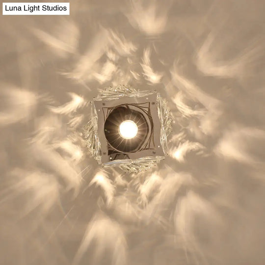 Crystal Spiral Square Ceiling Lamp - Modern 1 - Light Semi Mount For Hallways