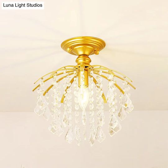 Crystal Tassel Semi Flush Mount Ceiling Light For Country-Style Interiors