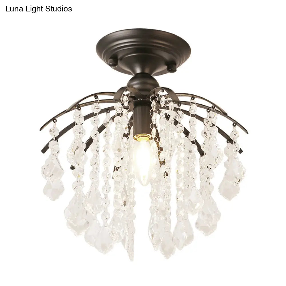 Crystal Tassel Semi Flush Mount Ceiling Light For Country-Style Interiors
