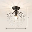 Crystal Tassel Semi Flush Mount Ceiling Light For Country - Style Interiors Black