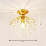 Crystal Tassel Semi Flush Mount Ceiling Light For Country - Style Interiors Gold