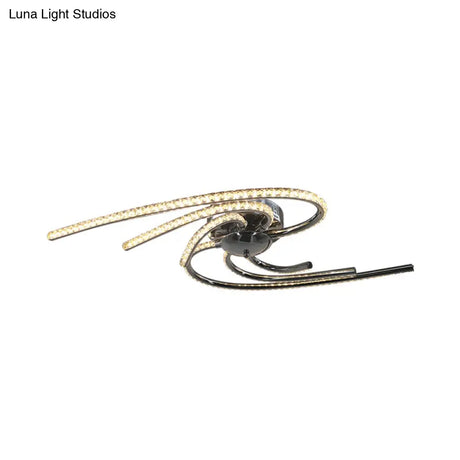 Crystal Twist Flush Light - Minimalist 6-Light Mount In Chrome Warm/White Illumination