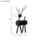 Cursa - Black Metal Deer Nightstand Lamp With Plug-In Cord Creative Bedroom