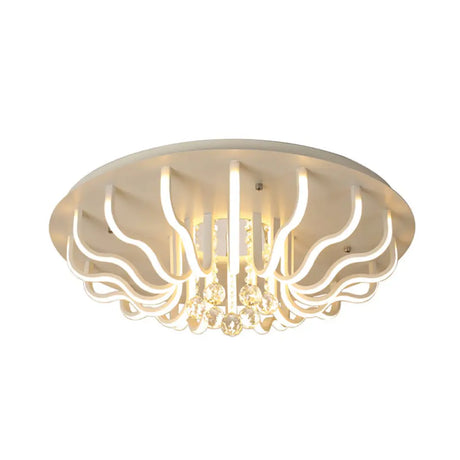 Curved Acrylic Flush Mount Led Ceiling Lamp In White: Simple Modern Design (27/31.5 W Warm/White