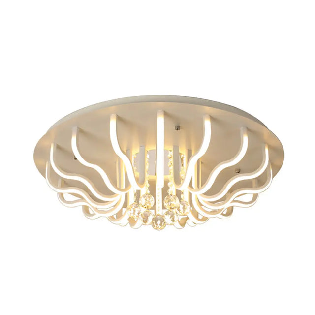 Curved Acrylic Flush Mount Led Ceiling Lamp In White: Simple Modern Design (27/31.5 W Warm/White