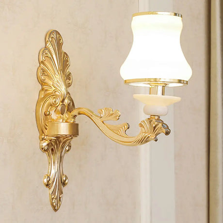 Curved Arm Metal Chandelier With Opal Glass Shade - Modern Hanging Lamp For Living Room 1 / White