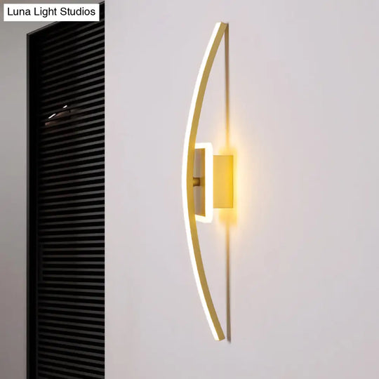 Curved Linear Aluminum Led Wall Sconce In Simplicity Gold/Coffee - Ideal Dining Room Lighting