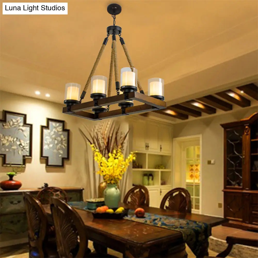 Cylinder Vintage Dining Room Island Light With Inner White Glass Shade - 6/8 Ceiling Fixture