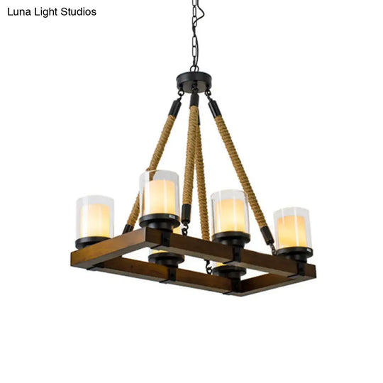 Cylinder Vintage Dining Room Island Light With Inner White Glass Shade - 6/8 Ceiling Fixture