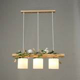 Cylindrical Milk Glass Island Lamp With Bird Deco For Country Style Restaurants 3 / Green