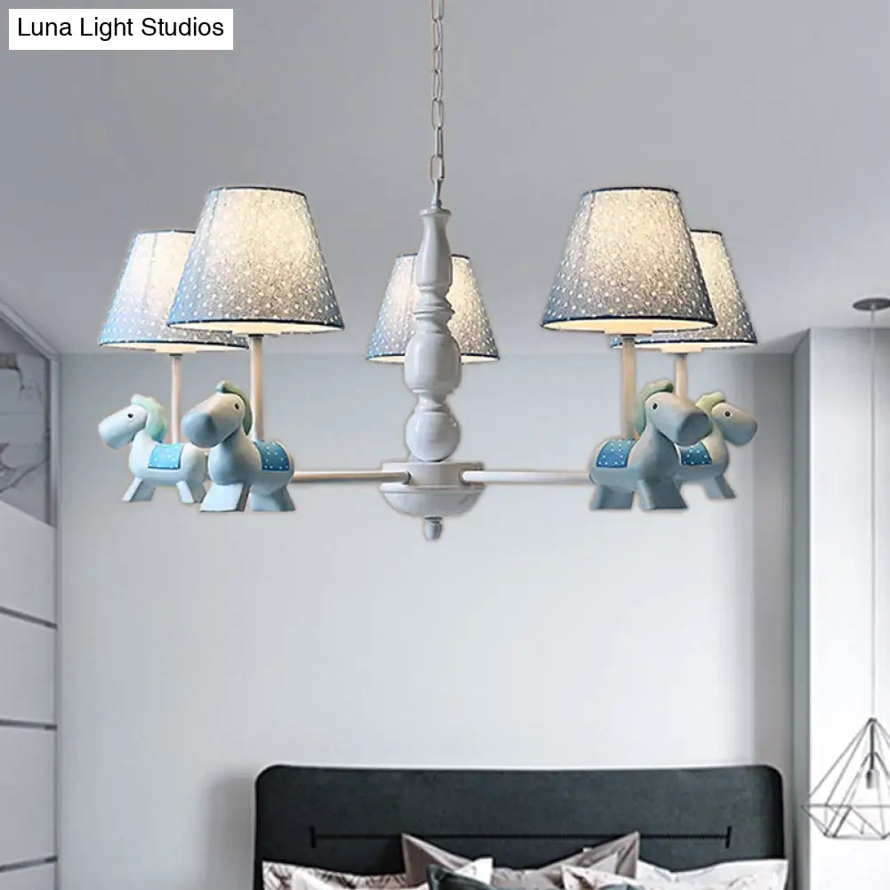 Darling Pony Chandelier: Metal Hanging Light With Dot Shade For Kindergarten Playrooms