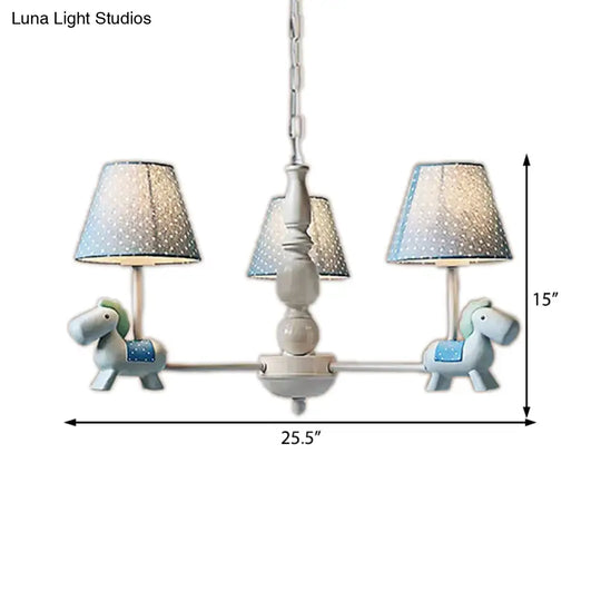 Darling Pony Chandelier: Metal Hanging Light With Dot Shade For Kindergarten Playrooms