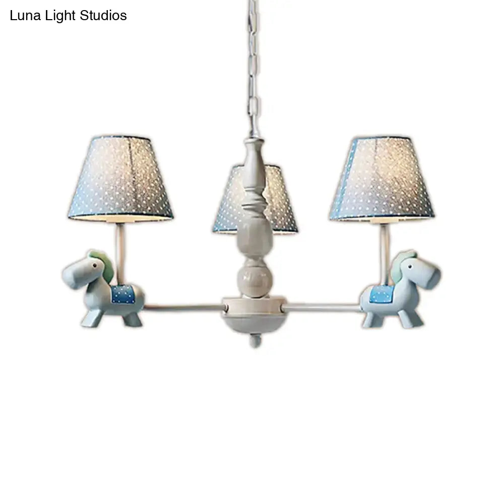 Darling Pony Chandelier: Metal Hanging Light With Dot Shade For Kindergarten Playrooms