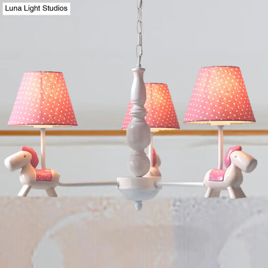 Darling Pony Chandelier: Metal Hanging Light With Dot Shade For Kindergarten Playrooms