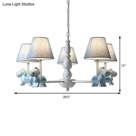 Darling Pony Chandelier: Metal Hanging Light With Dot Shade For Kindergarten Playrooms