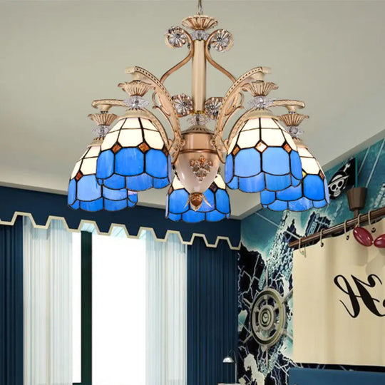 Dazzling Baroque Chandelier In Blue With Cut Glass Pendants - Available 5 9 Or 11 Lights 3 Sizes /