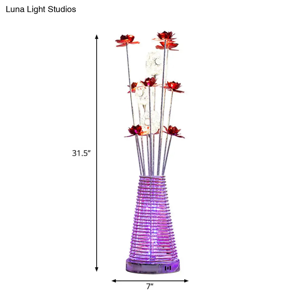 Decorative Conical Aluminum Led Floor Reading Lamp With Rose And Oval Design