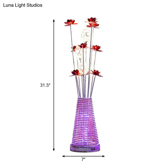 Decorative Conical Aluminum Led Floor Reading Lamp With Rose And Oval Design