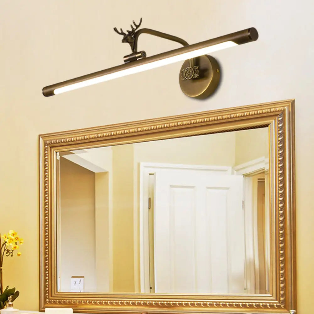 Decorative Led Metal Wall Vanity Light With Black/Antique Brass Finish - Deer Design Multiple Sizes