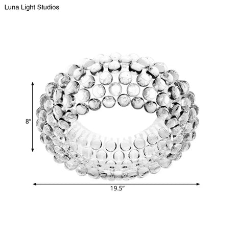Designer Clear Glass Led Bedroom Flush Ceiling Light Fixture - 14’/19.5’/25.5’ Wide Bubble Lighting