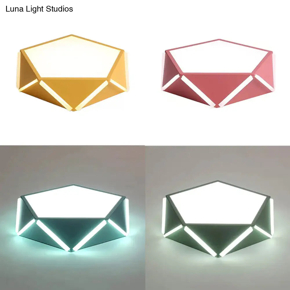 Diamond Acrylic Led Ceiling Lamp - Cafe Pentagon Macaron Style
