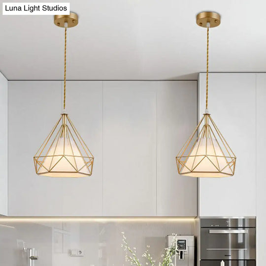 Antique Diamond Cage Iron Pendant Light Fixture For Dining Room