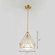 Diamond Cage Iron Pendant Light For Dining Room - Vintage Hanging Fixture Gold / White