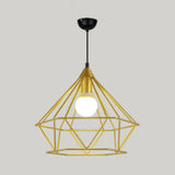 Diamond Wire Pendant Light For Stair Cafe - Traditional Metal Hanging Lamp Gold / 15.5’