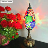 Diane - Antique Orange/Red 1 Bulb Table Light Stained Art Glass Teardrop Plug In Nightstand Lamp