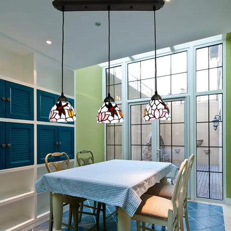 Dining Table Hanging Lights: Dragonfly Linear Fixture With Art Glass Shade (3-Light) White