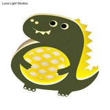 Dinosaur Led Flush Mount Light In Green - Ideal For Nurseries