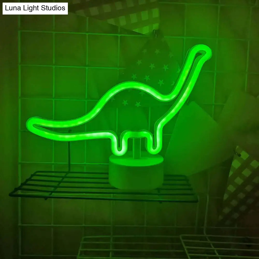 Dinosaur Led Table Lamp For Boys Bedroom - Minimalist White Nightstand Light