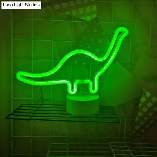 Dinosaur Led Table Lamp For Boys Bedroom - Minimalist White Nightstand Light