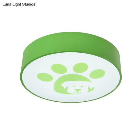 Dog Paw Acrylic Ceiling Lamp: Round Shade Mount Light For Bathrooms