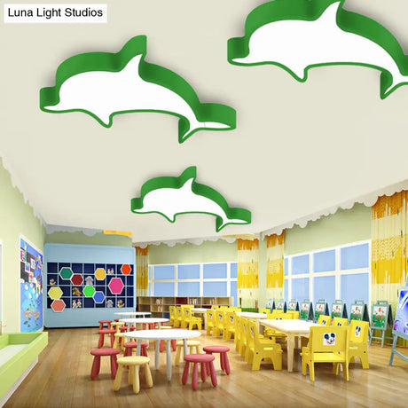 Dolphin Acrylic Ceiling Lamp: Modern Lovely Flush Mount Light For Kindergarten