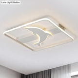 Dolphin Ceiling Mount Light - Led Flush Acrylic Animal Lamp In White Finish