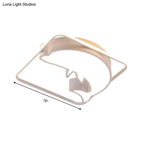 Dolphin Led Ceiling Mount Light: Animal Acrylic Lamp For Kids Bedroom