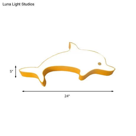 Dolphin Led Flush Mount Light - Perfect For Child’s Bedroom Ceiling