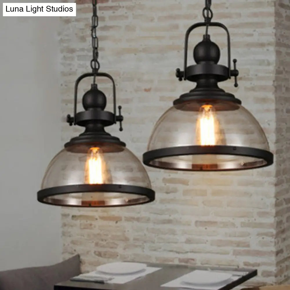 Dome Ceiling Pendant Light: Industrial Glass Hanging Lamp For Coffee Shop