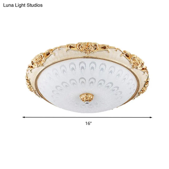 Dome Flush Mount Led Ceiling Light In Modern White Glass - 8’/12’/16’ Wide Gold/Silver Finish