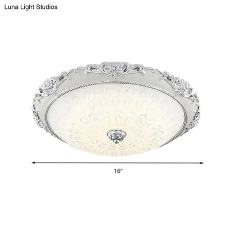 Dome Flush Mount Led Ceiling Light In Modern White Glass - 8’/12’/16’ Wide Gold/Silver Finish