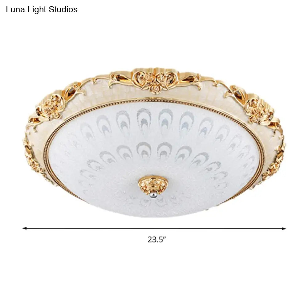 Dome Flush Mount Led Ceiling Light In Modern White Glass - 8’/12’/16’ Wide Gold/Silver Finish