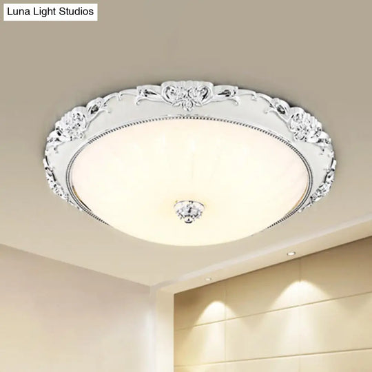 Dome Flush Mount Led Ceiling Light In Modern White Glass - 8/12/16 Wide Gold/Silver Finish White/3