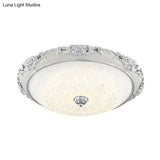 Dome Flush Mount Led Ceiling Light In Modern White Glass - 8’/12’/16’ Wide Gold/Silver Finish