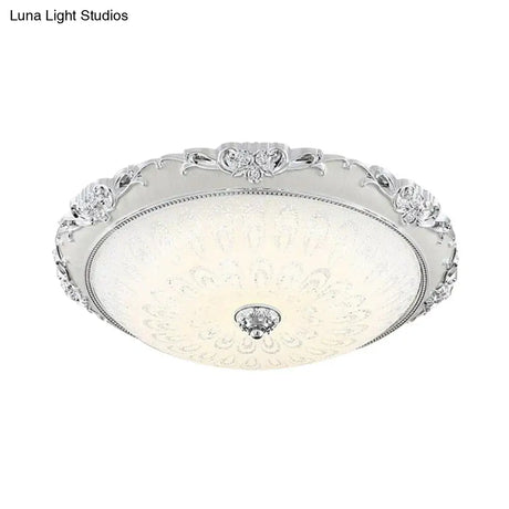 Dome Flush Mount Led Ceiling Light In Modern White Glass - 8’/12’/16’ Wide Gold/Silver Finish