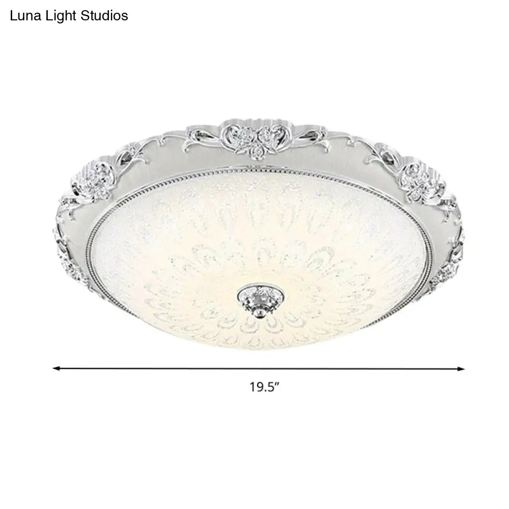 Dome Flush Mount Led Ceiling Light In Modern White Glass - 8/12/16 Wide Gold/Silver Finish White/3