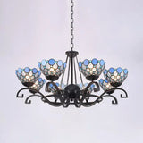 Dome Hanging Chandelier With Blue And Clear Glass Baroque Design - 3/6/8 Lights Perfect For Living